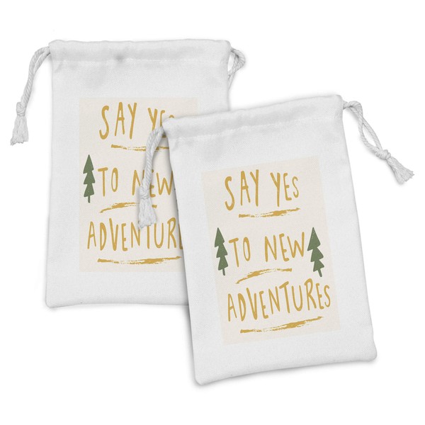 Ambesonne Adventure Cartoon Fabric Pouch Set of 2, Say Yes