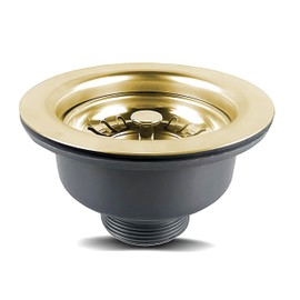 114MM Gold Sink Waste Kit, Stainless Steel and PVC Kitchen Sink Basket Strainer Plug Basket Waste G1½