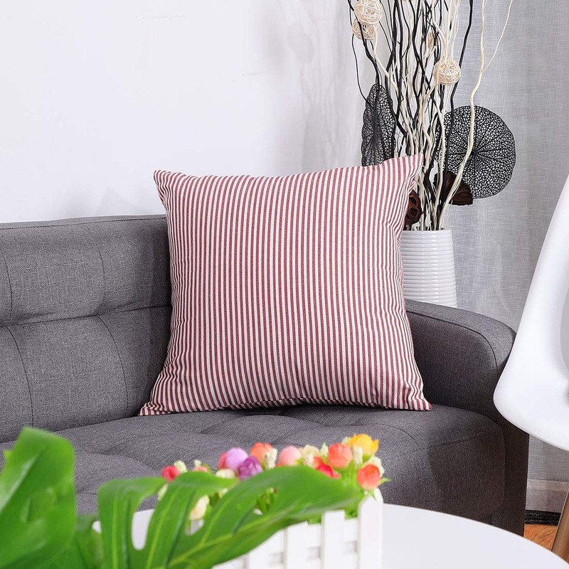 sourcing map Striped Canvas Cushion Covers 1PC, Throw Pillow Covers