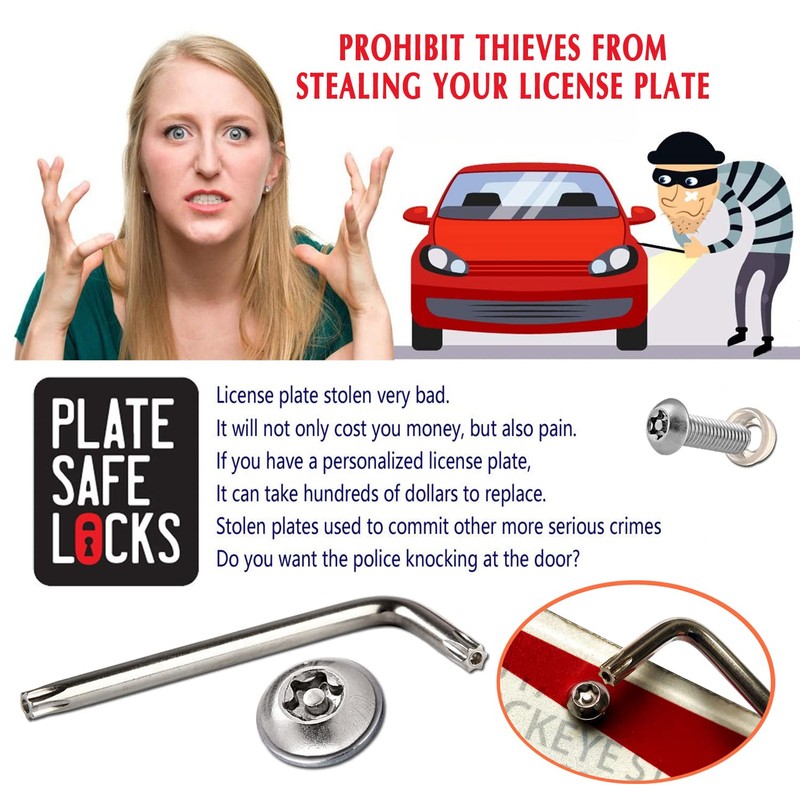 BGGTMO License Plate Screws Anti Theft -1/4 M6 Security License