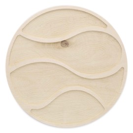 Welled Wood Surface, Circle with Wave Shaped, 10" X 10", for Wooden Trays, Crafts and Decorations, Welled Center for Resin Design Or Paint - Decoupage, Engraving, Wood Burning