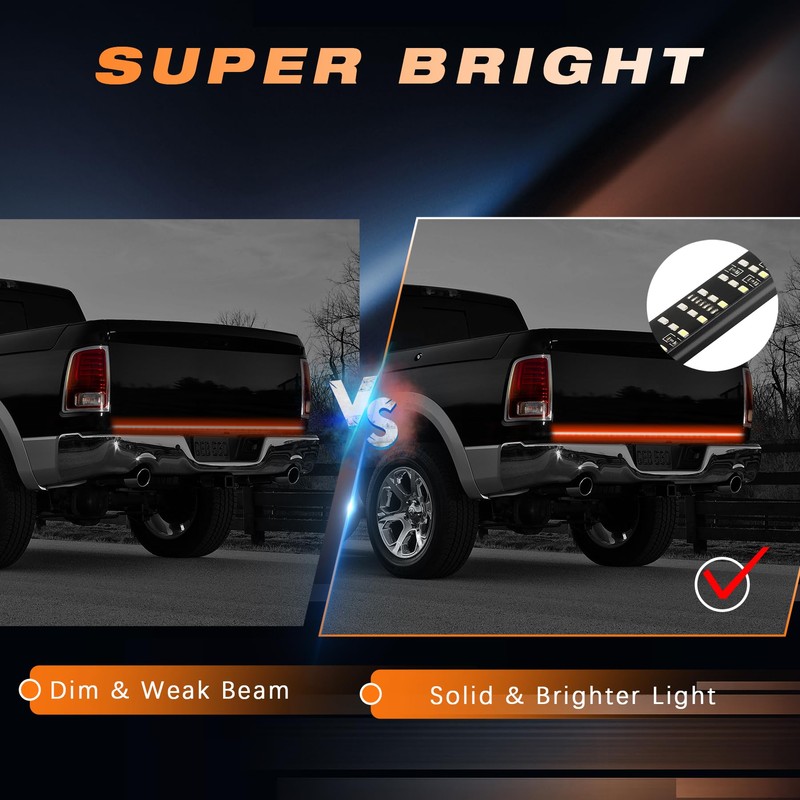 AMEXMART 60 Inch Tailgate Light Bar, Aluminum Frame Triple Row