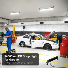 Onforu 4Pack LED Shop Lights,100W 14000lm Plug in Ultra Bright LED Work Lights,6500K Daylight White Garage Light,IP66 Waterproof Lighting for Garage Warehouses Workshop