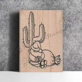 Viva Las VegaStamps! Mounted Rubber Stamp, Santa Asleep by Cactus, Holiday, Santa, Cactus, Christmas