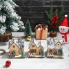 Toyvian 3 Pcs Christmas Village Houses Decor: Small Glowing Wooden