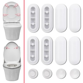 12 Pieces Toilet Seat Cover Buffer Toilet Seat Puff Pad Stopper for Toilet Seat Spacer for Toilet Glasses Damper Toilet Seat Bumper 8 Ring Buffer and 4 Lid Buffer for Home Office Hotel (White)