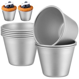 ABOOFAN 8 Pcs Pudding Molds Aluminum Baking Cups Cupcake Mould Muffin Tin Ramekins Cups Souffle Darioles Mould for Kitchen Baking Tool