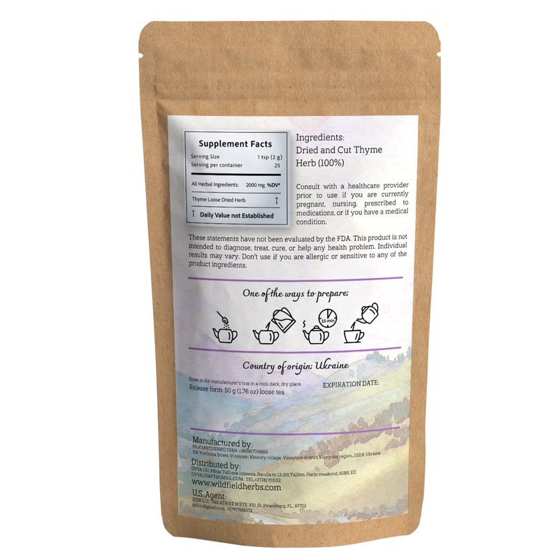 1.8 oz. Thyme Tea Thyme Leaves Tyme Herb Tea (Thymi