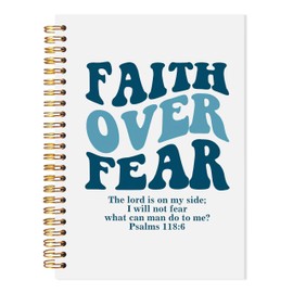 LADOCK Christian Faith Over Fear Notebook, Religious Bible Verse Journal, Christian Gifts for Women Spiral Notebook, Prayer Scripture Journal, Faith Based Gifts, 5.5x8.3