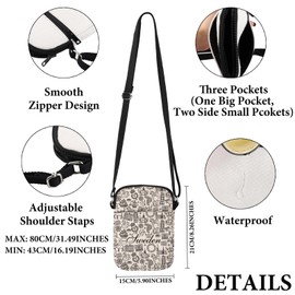VAMSII Sweden Lover Gift Sweden Doodles Landmarks Crossbody Bag Swed-en Vacation Trip Travel Bag Swe-den Souvenir Gift (Sweden Doodles Landmarks C C)