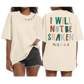 Jinluth Christian Shirts for Women Jesus Faith Religious Bible Verse T Shirt Oversized Graphic Tees Inspirational Sayings Top (Apricot,XL)