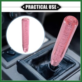 Motoforti Gear Shift Knob Stick, 25cm Faux Crystal Transparent Bubble Gear Shifter Universal for Manual Transmission Vehicle Durable Acrylic Pink with Adapter Long-Lasting