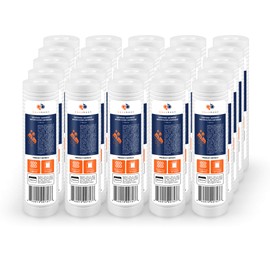 Aquaboon Whole House 1 Micron 10 x 2.5 PP Grooved Sediment Water Filter Cartridge Replacement Compatible with AP110, WHKF-GD05, CFS110, P5, 25-Pack