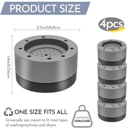 Bukuhlio Universal anti-vibration feet (set of 4) - professional vibration damper for washing machine, dryer and furniture - non-slip and durable