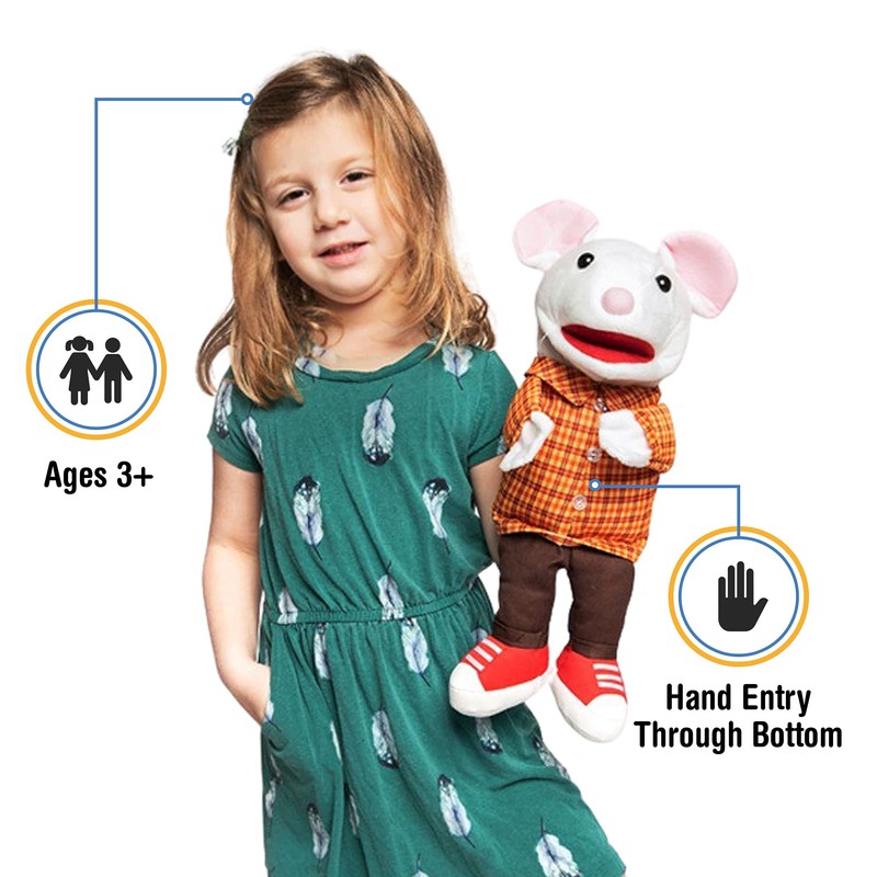 14" Mouse w/Sneakers, Animal Hand Puppet