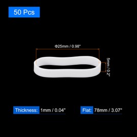 uxcell 50Pcs Silicone Rubber Bands, 25x5mm Rubber Bands Rings Cable Ties Strong Elastic Bands Non-slip for Cord Wrapping Bag Wraps, White
