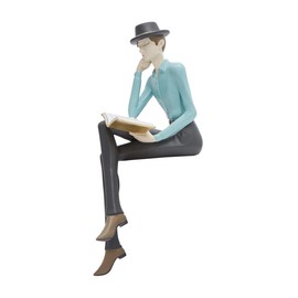 HAUCOZE Modern Home Decor Sculpture Reading Man Figurine Statue Table Centerpiece Crafts Polyresin Arts Gifts 24cm