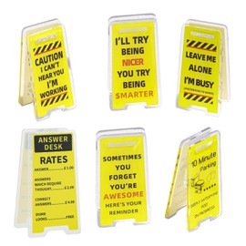 6Pcs Desk Decor Funny Sign Clips Novelty Gifts for Colleagues, Mini Funny Desk Accessories Office Decoration Sign Ornament Plaque Answer Rates Leave Me Alone I'm Busy