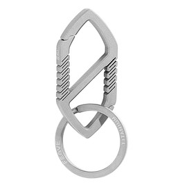 FEGVE Titanium Keychain Integrated Spring Structure Quick Release Carabiner with Key Ring for Outdoor Camping