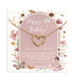 Sweet 16 Gifts for irls for Gold Plated Heart Necklace 16 Year Old Girl Birthday Gifts Adjustable Length 16th Birthday Gifts for Girls Ideas for Trendy