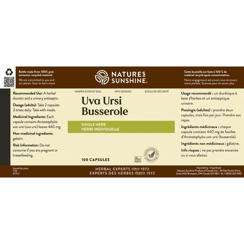 Nature's Sunshine Uva Ursi, 100 capsules