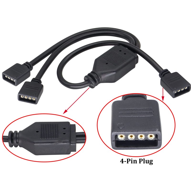 HCFeng 4 Pins Y-Splitter 2way Cable 4 Pin Y Splitter