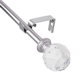 Acrylic Ball Finials Curtain Rod Set，5/8" Treatment Single Curtain Rod，36 to 72 Inch，Chrome,2pack