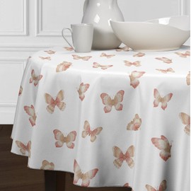 Butterfly Decorations Party Supplies Tablecloth Blush Pink and Taupe Butterfly Tablecloth Print Table Cover Reusable Home Birthday Decor Dining Table Kitchen Table Fabric Linens Table Cloth Round 90”