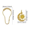 Celestial Shower Curtain Hooks 12 Pcs, Decorative Gold Sun Moon