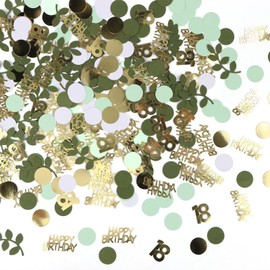 Happy Birthday Confetti, Pack of 400 Confetti Birthday Gold Green Confetti Decoration Golden Confetti Table Decoration for Woman Man Birthday Party (18th Birthday)
