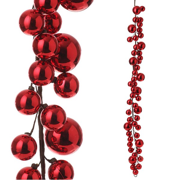 RAZ Imports - 4' Red Plastic Christmas Ball Garland