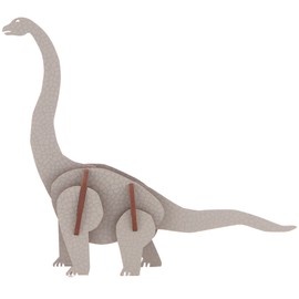 Little & Wood: Woodlet: Medium - Brachiosaurus - Grey, 3D Wooden Kit-Set, Jurassic Dinosaur Puzzle, Easy Assembly Model, Pop Build Fun, Ages 6+