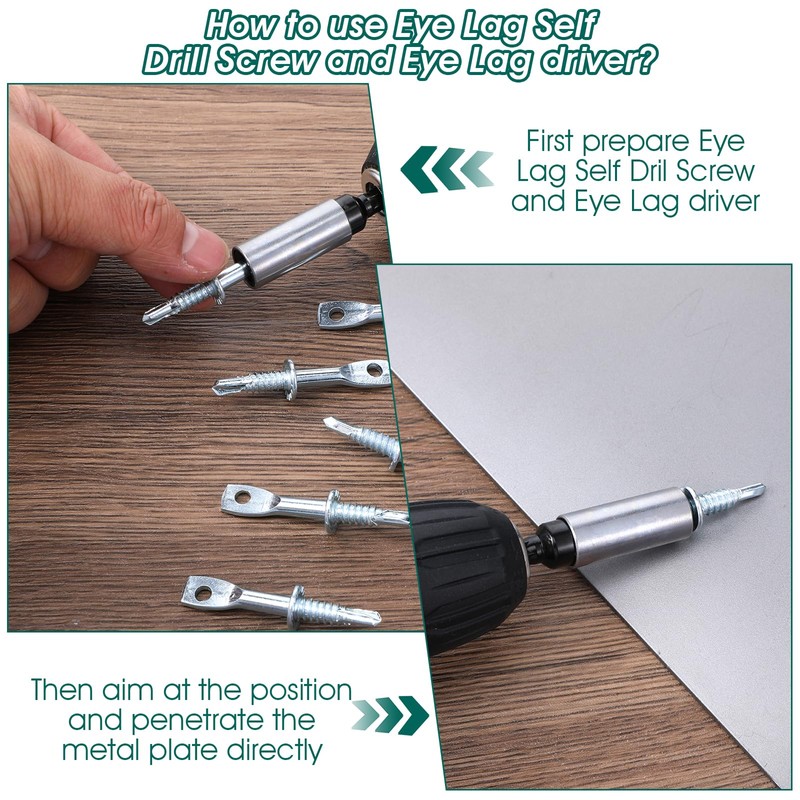 100 Pcs 2" Eye Lag Self Tapping Drilling Point Screw