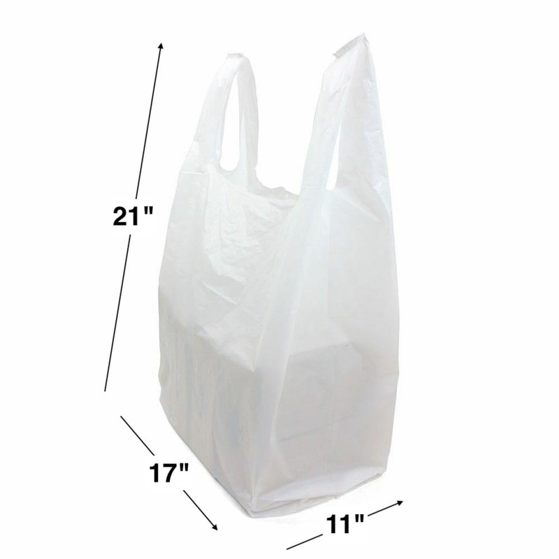 100 White Plastic Carrier Bags – Vest-Style with Handles for