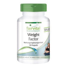 Fairvital Weight Factor - with Green Tea Extract & Chrome - High Dose - Vegan - 180 Capsules - Natural Ingredients with Thermogenic Properties
