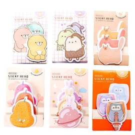 6 Pads 270 Sheets Sticky Notes, Cartoon Sticky Notes, Self-Stick Removable Sticky Notes, Cute Animals Sticky Notes, Multipurpose Sticky Notes, 6 Specifications, Memo for Home School Office