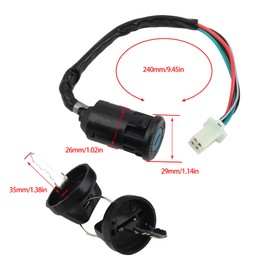 PowerMotor 6 Pin Handlebar Multi-Function Kill Switch Kit with 4 Pin Key Ignition Replacement for 50cc 70cc 90cc 110cc 125cc Motorcycle Scooter ATV Quad