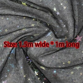 1.5M*1M Glitter Star Tulle Fabric Sparkly Black Bling Glitter Material Cloth Shinny Mesh Fabric for Glitter Clothing