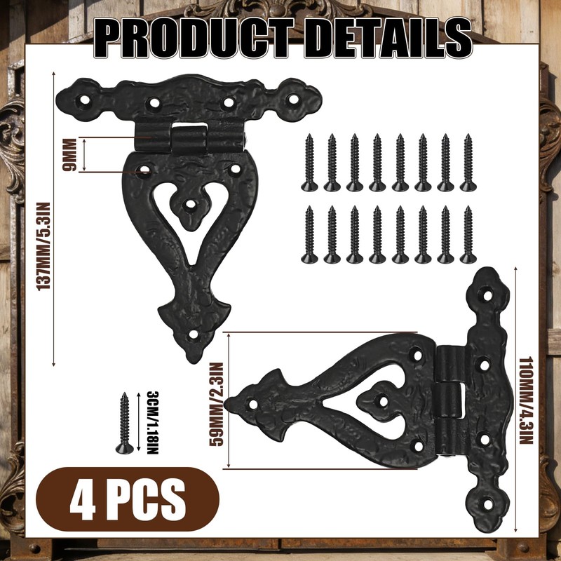 Otoolling 4 Pack Antique Cast Iron Vintage Heavy Duty T