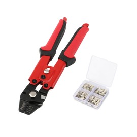 Booms Fishing CP1 Fishing Crimping Pliers, High Carbon Steel Fishing Plier Wire Rope Leader Crimping Tool, 10 inch Crimpers Swager with Ergonomic Handle, with 140pcs Crimp Sleeves, Red