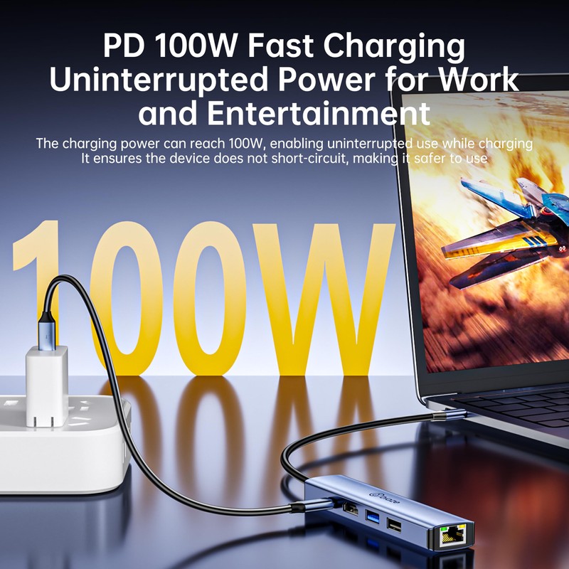 Biaze 4K60Hz USB-C Hub, 5-in-1 USB-C to HDMI Adapter Supports