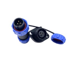 Connection Plug Aviation Plug SP13 3 Pin, Solderless 2 Holes Flange Aviation Plug IP68 Waterproof and Dustproof Aviation Plug for Outdoor Lamps 250V 13A (14AWG Cable Screw Crimp)