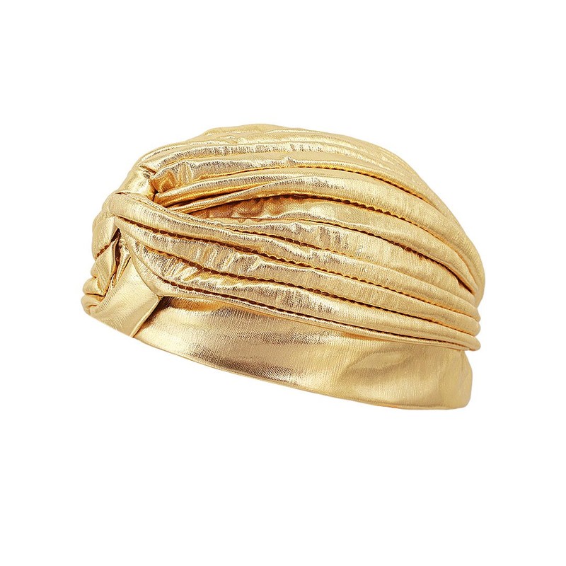 Surkat Unisex Metallic Arab India Pleated Turban Headwrap Swami Hat