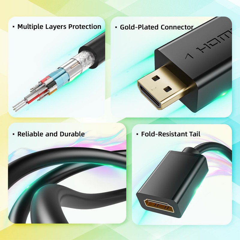 Micro HDMI to HDMI Cable Adapter, Male to Female HDMI
