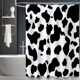 ZTTXL Shower Curtain (72" x 78"), Black Cow Print Print Shower Curtain,Polyester Fabric Print Shower Curtain Set for Bathroom with 12 Hook (Black Cow Print)