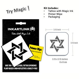 INKARTLINK Semi Permanent Tattoo, simple small temporary tattoo, suitable for cool boys and girls, waterproof and non-reflective, unique design (Hexagonal Star)