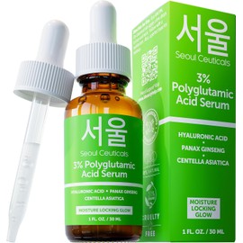 SeoulCeuticals Suero de ácido poliglutámico orgánico – Cuidado de la piel coreano + ácido hialurónico + centella asiática – K Beauty Anti Envejecimiento – Piel saludable y brillante 1 oz