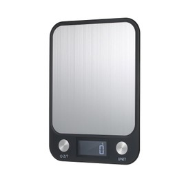 High Precision Digital Kitchen Scale | Electronic Weighing Scales Kitchen for Food, Home Cooking, Baking (22.5x16.5x1.6cm)10kg/1g Black Coloured, Waterproof Surface and LCD Backlit Display