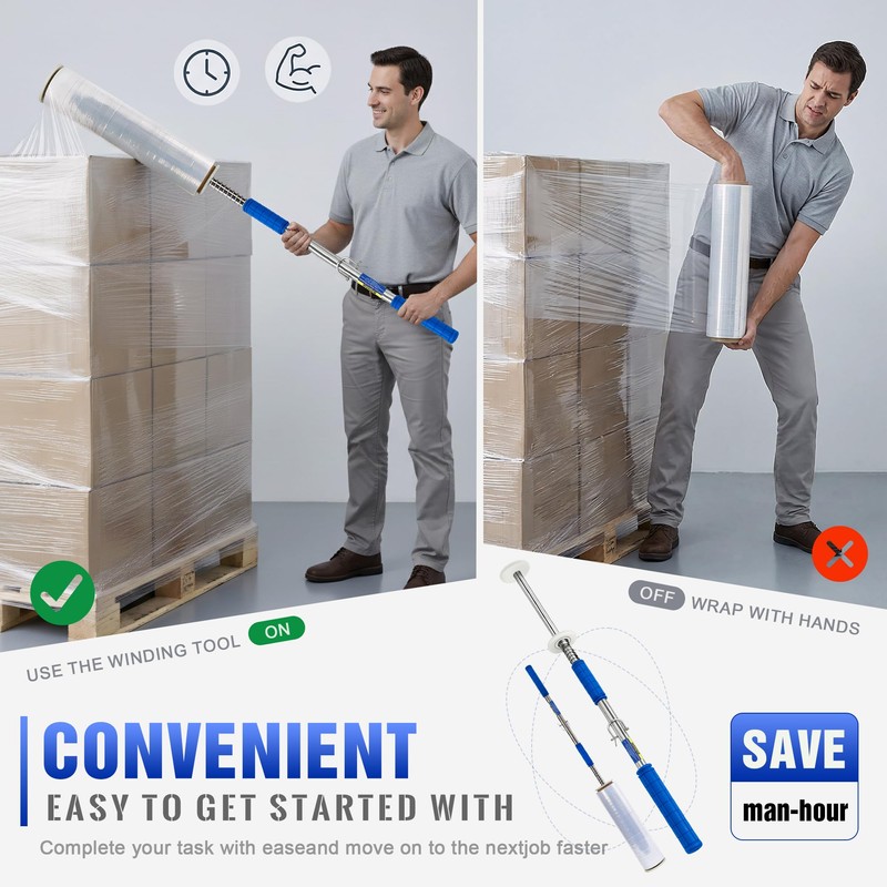 Long Handle Pallet Stretch Wrap Dispenser, Stretch Wrap Dispenser for