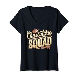 Womens Charcuterie Squad Meat Cheese Board Charcuterie V-Neck T-Shirt